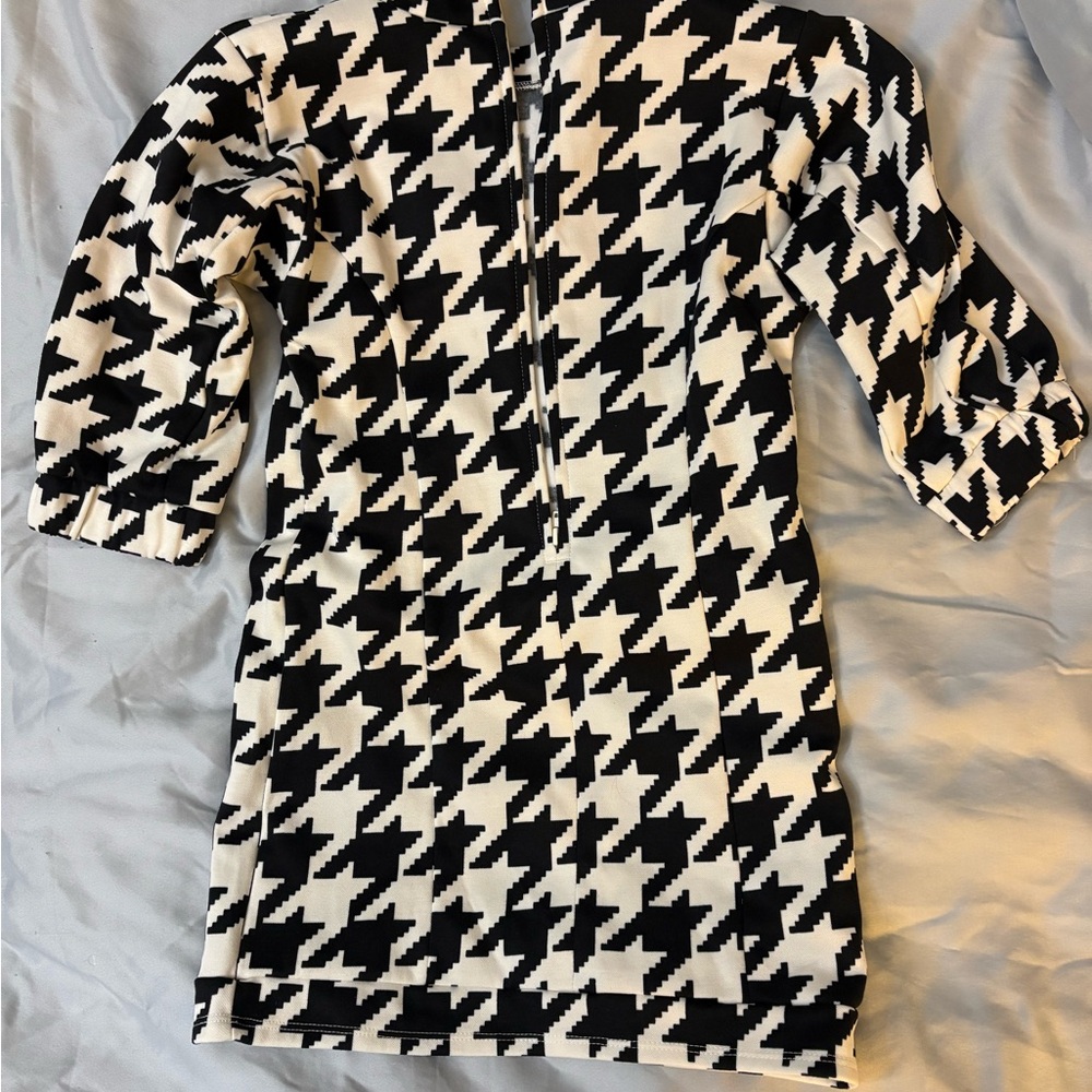 NWT Wonder Nation Houndstooth Long Sleeve Black & White Girl's size S (6-6x)